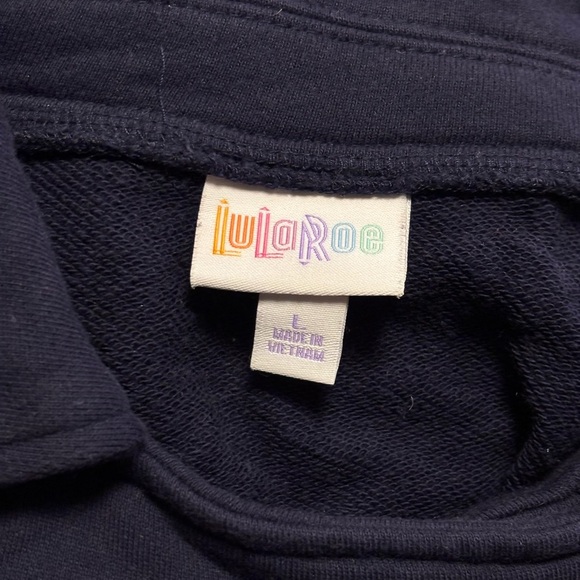 100% Cotton LuLaRoe Navy Bomber Jacket with Silver Zipper and Snap Buttons - Picture 5 of 8